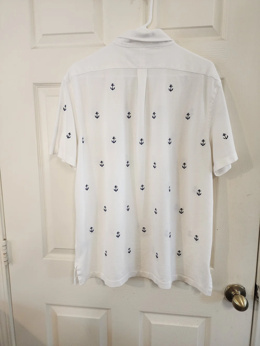 Ralph Lauren White Anchor-Embroidered Cotton Polo Shirt
